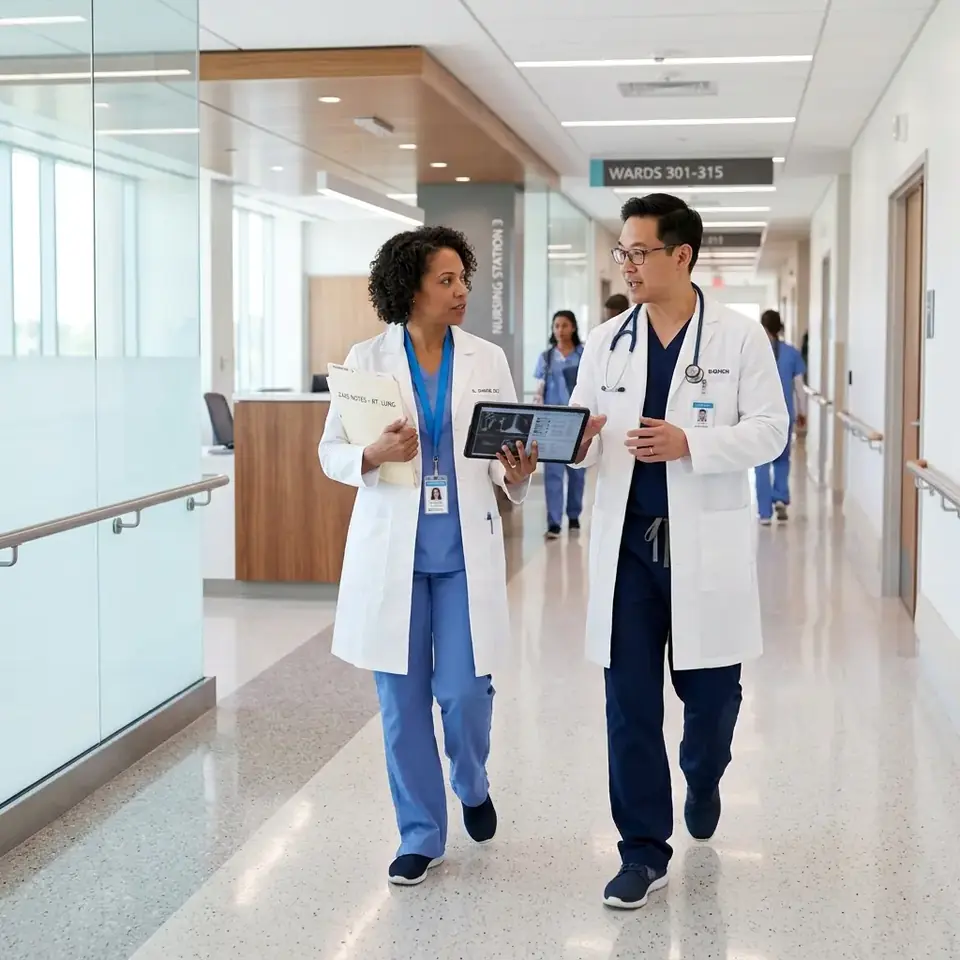 Médicos discutiendo agenda de pacientes