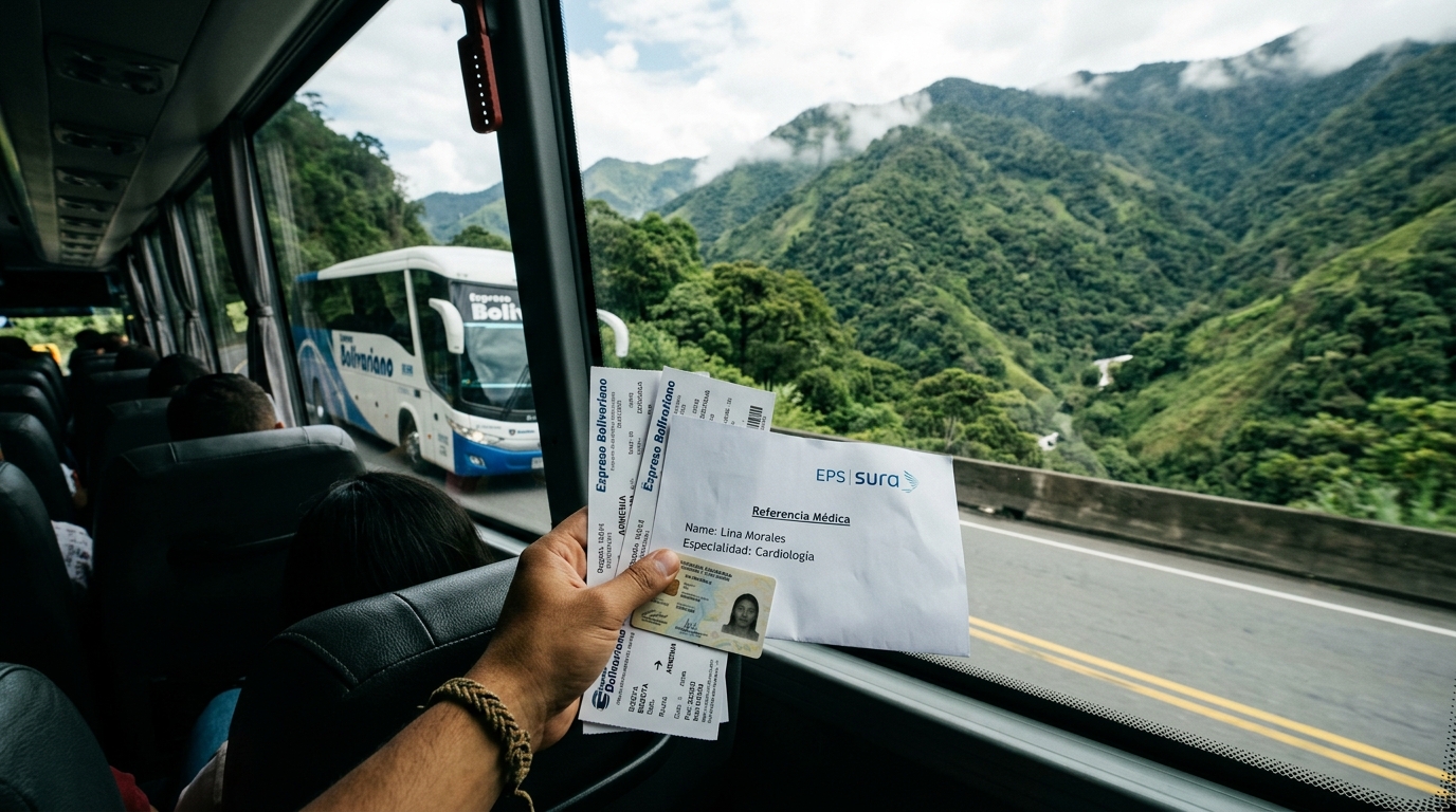 Bus intermunicipal transporte medico paciente EPS Colombia