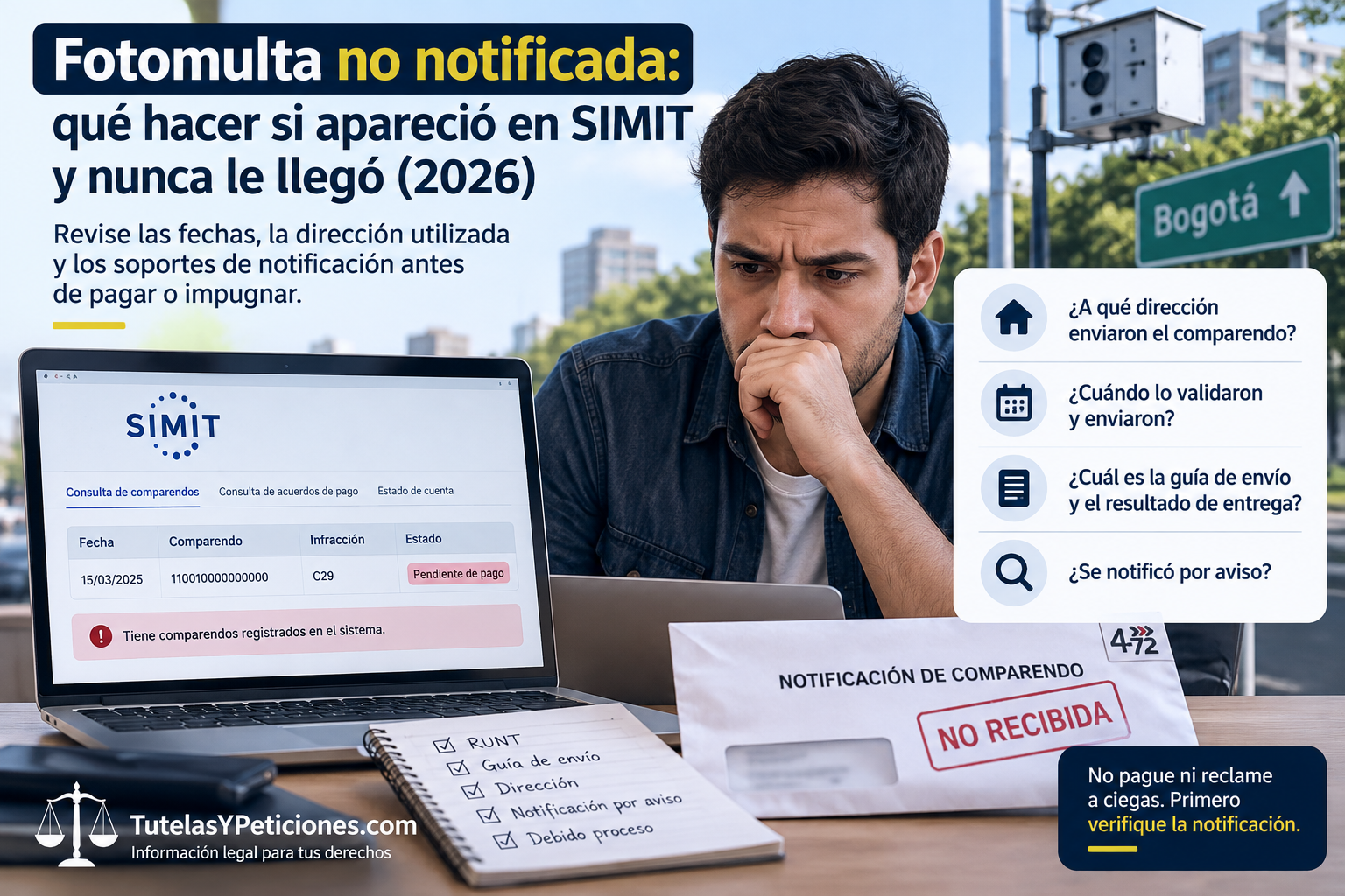 Fotomulta no notificada: qué hacer si apareció en SIMIT y nunca le llegó (2026)